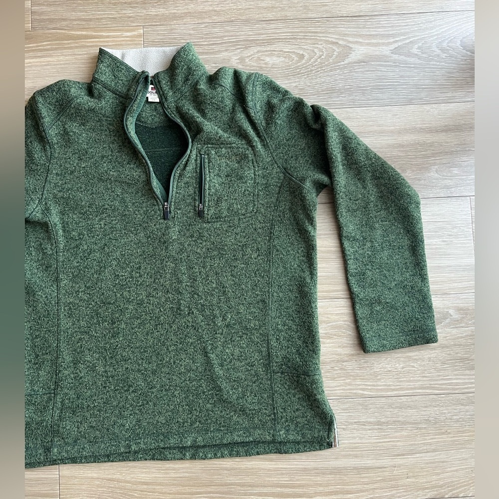 Woolrich XL Green Fleece Quarter Zip Pullover Sweater Outdoor Chest Pocket